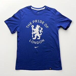 Chelsea FC Nike T Shirt Mens Small Blue Soccer Football Club Crest Short Sleeve